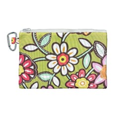 Flowers Fabrics Floral Canvas Cosmetic Bag (Large)