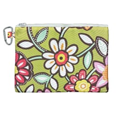 Flowers Fabrics Floral Canvas Cosmetic Bag (XL)