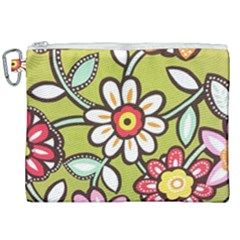 Flowers Fabrics Floral Canvas Cosmetic Bag (XXL)