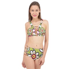 Flowers Fabrics Floral Cage Up Bikini Set