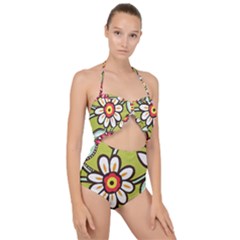 Flowers Fabrics Floral Scallop Top Cut Out Swimsuit