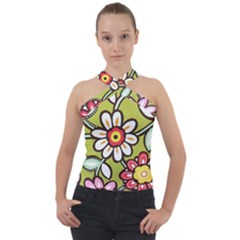 Flowers Fabrics Floral Cross Neck Velour Top