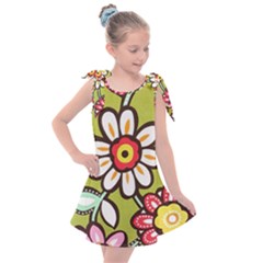 Flowers Fabrics Floral Kids  Tie Up Tunic Dress