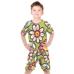 Flowers Fabrics Floral Kids  Tee and Shorts Set
