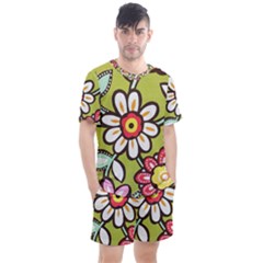 Flowers Fabrics Floral Men s Mesh Tee and Shorts Set