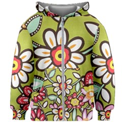 Flowers Fabrics Floral Kids  Zipper Hoodie Without Drawstring