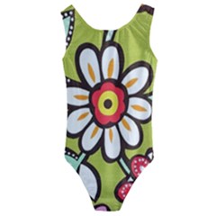 Flowers Fabrics Floral Kids  Cut-Out Back One Piece Swimsuit
