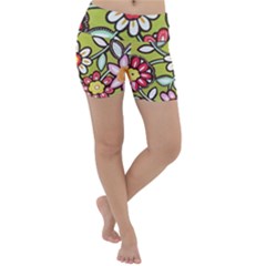 Flowers Fabrics Floral Lightweight Velour Yoga Shorts
