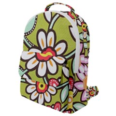 Flowers Fabrics Floral Flap Pocket Backpack (Small)