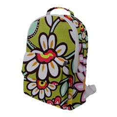 Flowers Fabrics Floral Flap Pocket Backpack (large)