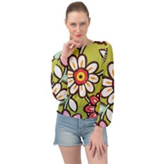 Flowers Fabrics Floral Banded Bottom Chiffon Top