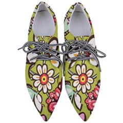 Flowers Fabrics Floral Women s Pointed Oxford Shoes