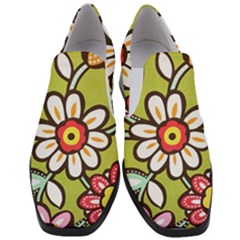 Flowers Fabrics Floral Women Slip On Heel Loafers
