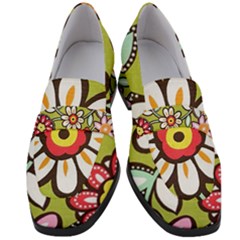 Flowers Fabrics Floral Women s Chunky Heel Loafers