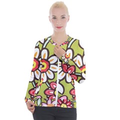 Flowers Fabrics Floral Casual Zip Up Jacket