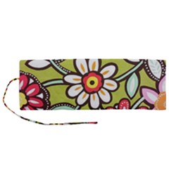 Flowers Fabrics Floral Roll Up Canvas Pencil Holder (M)