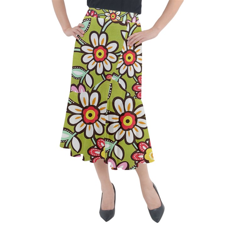 Flowers Fabrics Floral Midi Mermaid Skirt