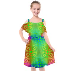 Pattern Colorful Abstract Kids  Cut Out Shoulders Chiffon Dress