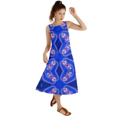 Seamless Fractal Blue Summer Maxi Dress by Vaneshart