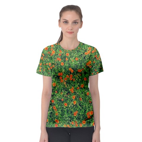 Carnations Flowers Seamless Women s Sport Mesh Tee by Vaneshart