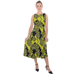 Seamless Pattern Background Midi Tie-back Chiffon Dress