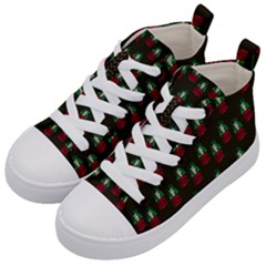 Girl With Green Hair Pattern Brown Kids  Mid-top Canvas Sneakers