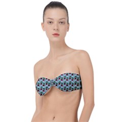 Girl With Green Hair Pattern Blue Floral Classic Bandeau Bikini Top  by snowwhitegirl