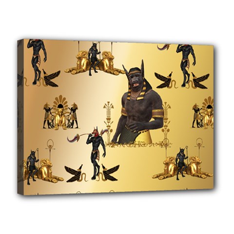 Anubis The Egyptian God Pattern Canvas 16  X 12  (stretched) by FantasyWorld7