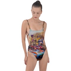 Racing Tie Strap One Piece Swimsuit by ArtworkByPatrick