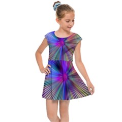 Rays Colorful Laser Ray Light Kids  Cap Sleeve Dress by Bajindul