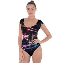 Lights Star Sky Graphic Night Short Sleeve Leotard 