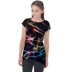 Lights Star Sky Graphic Night Cap Sleeve High Low Top by HermanTelo