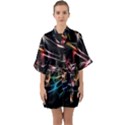 Lights Star Sky Graphic Night Half Sleeve Satin Kimono  View1