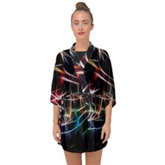 Lights Star Sky Graphic Night Half Sleeve Chiffon Kimono