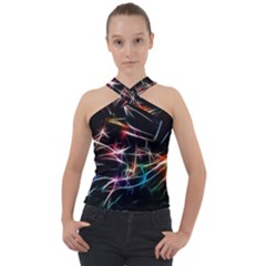 Lights Star Sky Graphic Night Cross Neck Velour Top by HermanTelo