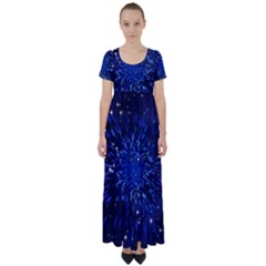 Star Universe Space Starry Sky High Waist Short Sleeve Maxi Dress by Alisyart