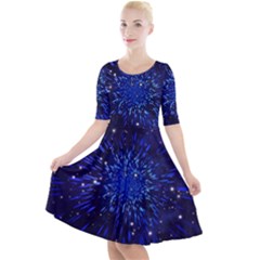 Star Universe Space Starry Sky Quarter Sleeve A-line Dress