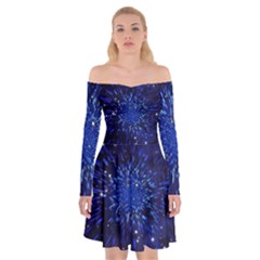 Star Universe Space Starry Sky Off Shoulder Skater Dress