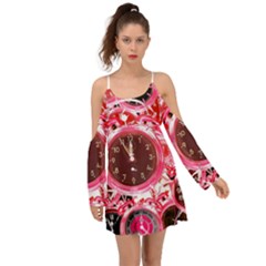 Clock Face 4 Kimono Sleeves Boho Dress