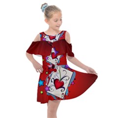 The Red Card Heart A With Fairy Kids  Shoulder Cutout Chiffon Dress by FantasyWorld7