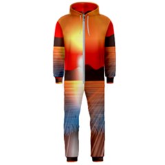 Sunset Water River Sea Sunrays Hooded Jumpsuit (men) 