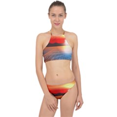 Sunset Water River Sea Sunrays Racer Front Bikini Set by Mariart