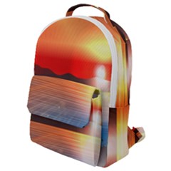 Sunset Water River Sea Sunrays Flap Pocket Backpack (small)