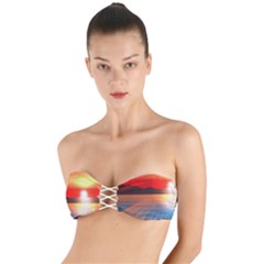 Sunset Water River Sea Sunrays Twist Bandeau Bikini Top by Mariart