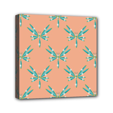 Turquoise Dragonfly Insect Paper Mini Canvas 6  X 6  (stretched) by Alisyart