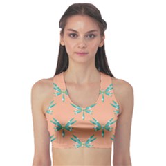 Turquoise Dragonfly Insect Paper Sports Bra