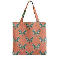 Turquoise Dragonfly Insect Paper Zipper Grocery Tote Bag by Alisyart