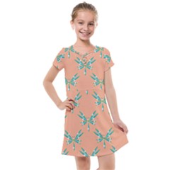 Turquoise Dragonfly Insect Paper Kids  Cross Web Dress