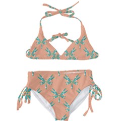 Turquoise Dragonfly Insect Paper Kids  Classic Bikini Set