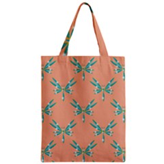 Turquoise Dragonfly Insect Paper Zipper Classic Tote Bag